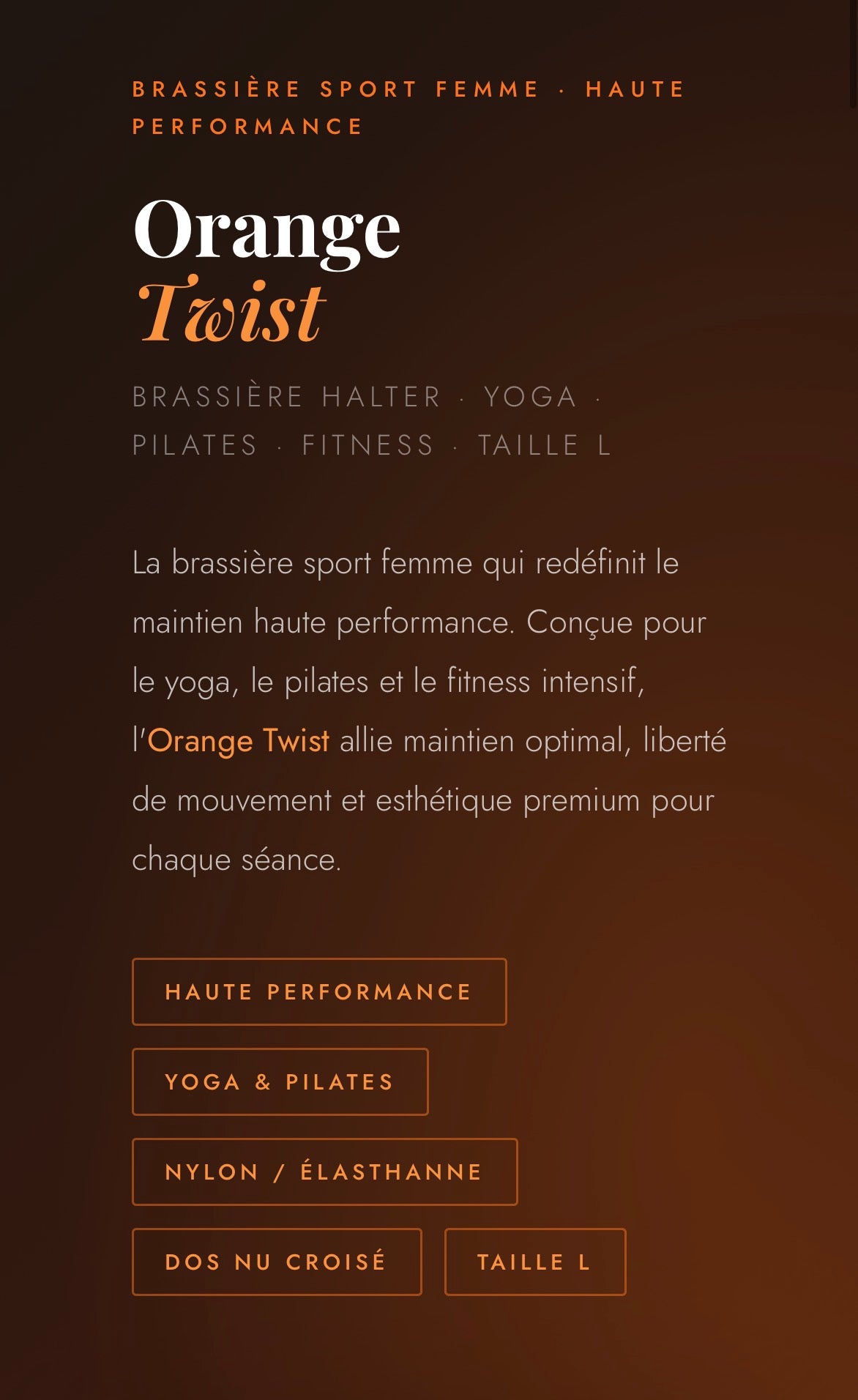 Orange Twist Haute Performance Pilates Bra